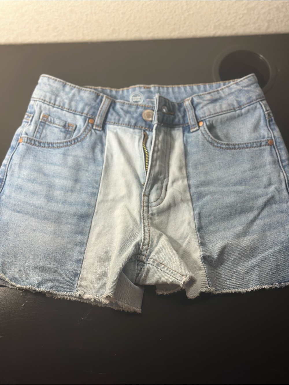 Girls 10 wonder nation Two-Tone Light Blue Denim Shorts